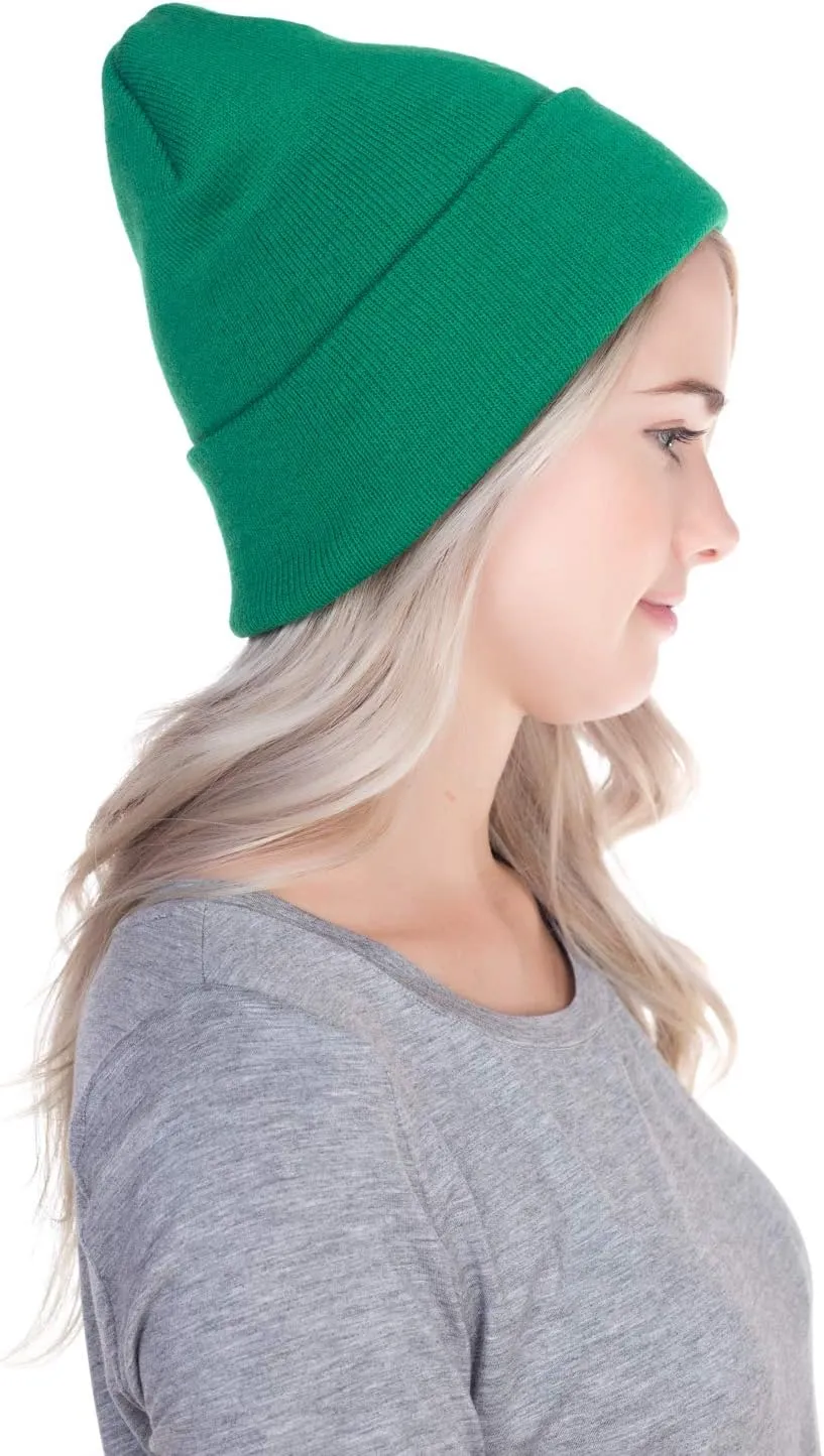 Top Level Beanie Men Women - Unisex Cuffed Plain Skull Knit Hat Cap