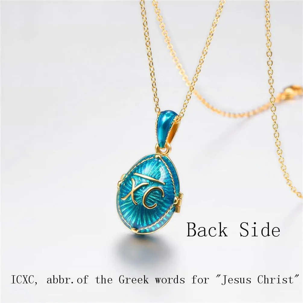 U7 Russian Orthodox Cross Pendant/Praying Hands/Ichthys Sign for Men Women Stainless Steel 18K Gold Plated Jesus Pendant Christian Religious Necklaces, Length 22" Silver Black Gold