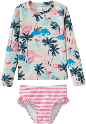 UMELOK Toddler and Little Girls Rash Guard Sets with Bikini Bottoms Swimwear