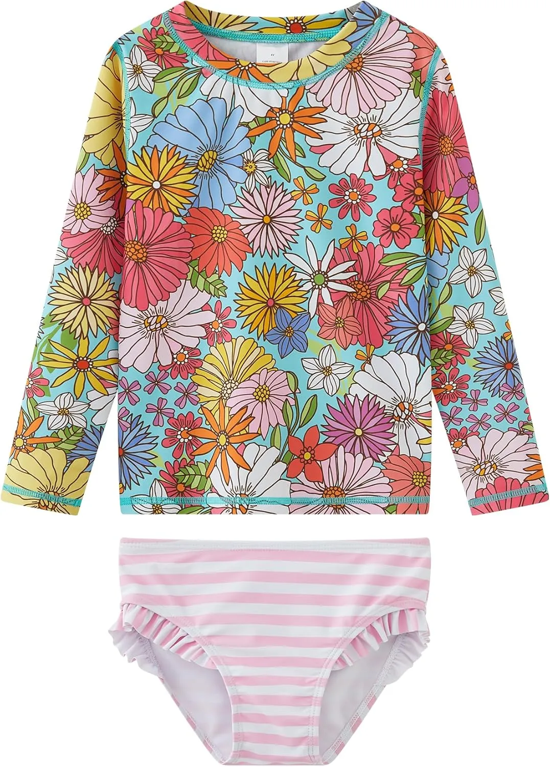 UMELOK Toddler and Little Girls Rash Guard Sets with Bikini Bottoms Swimwear