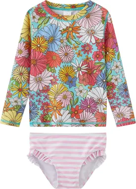 UMELOK Toddler and Little Girls Rash Guard Sets with Bikini Bottoms Swimwear