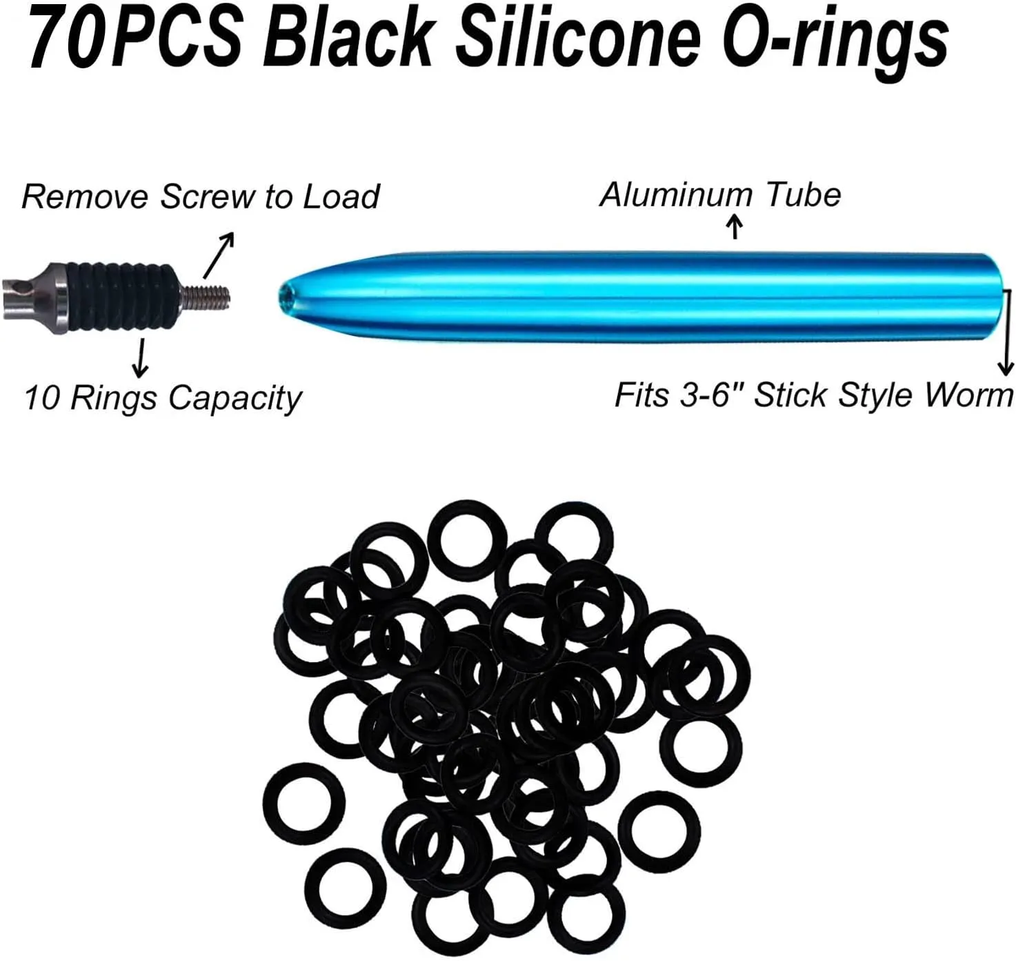 Wacky Rigging Tool, Fishing Bait Rigs, Wacky Rig Ring Tool with 70PCS Worm O-Rings, Wacky Worm Kit for Senko Neko Finesse Stick Soft Baits