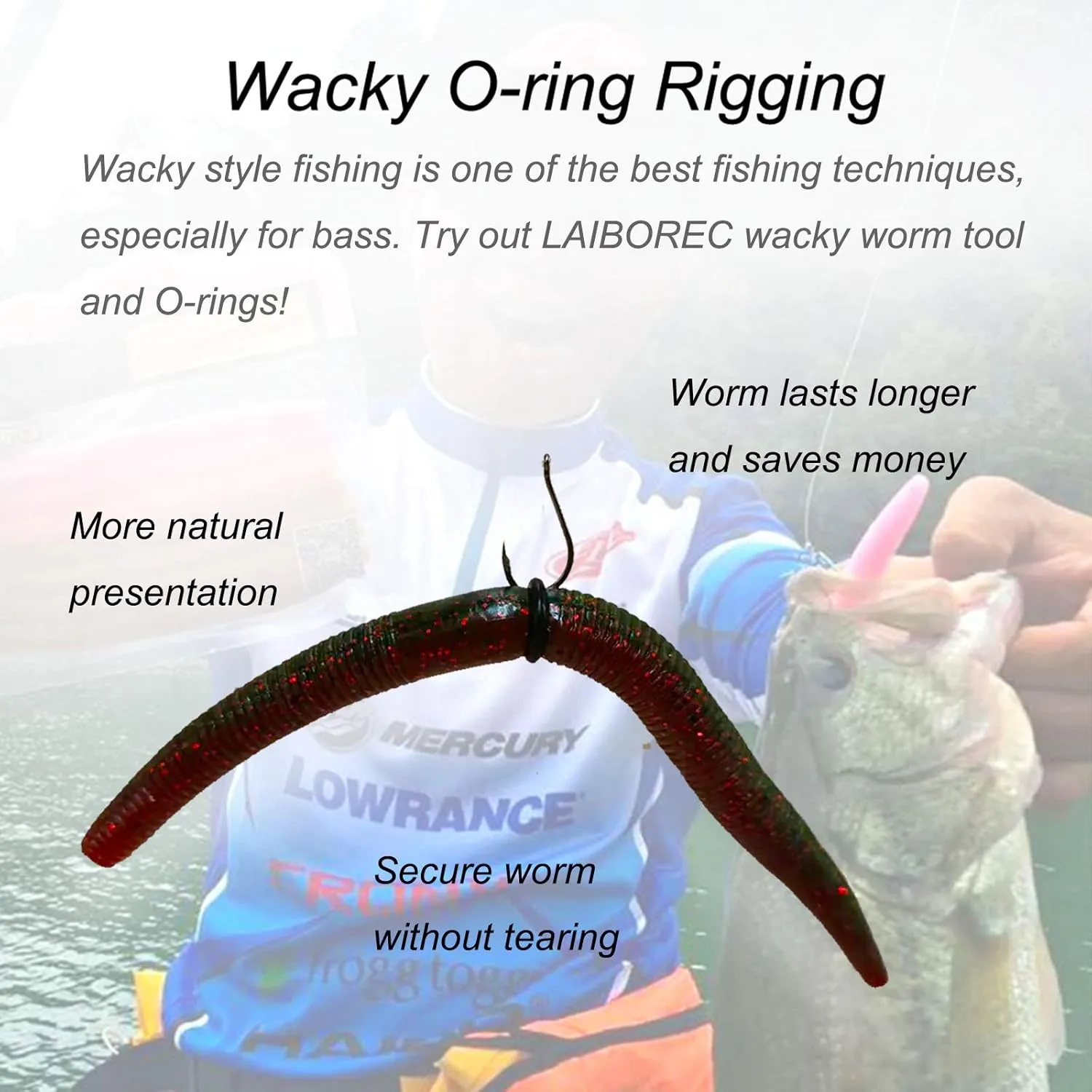 Wacky Rigging Tool, Fishing Bait Rigs, Wacky Rig Ring Tool with 70PCS Worm O-Rings, Wacky Worm Kit for Senko Neko Finesse Stick Soft Baits