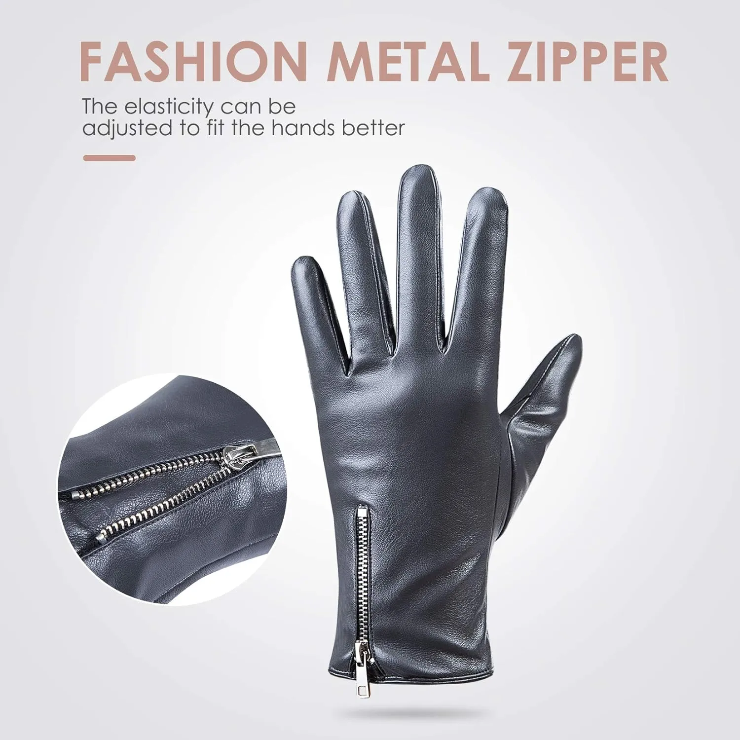 Winter Leather Gloves for Women, Touchscreen Texting Warm Driving Gloves