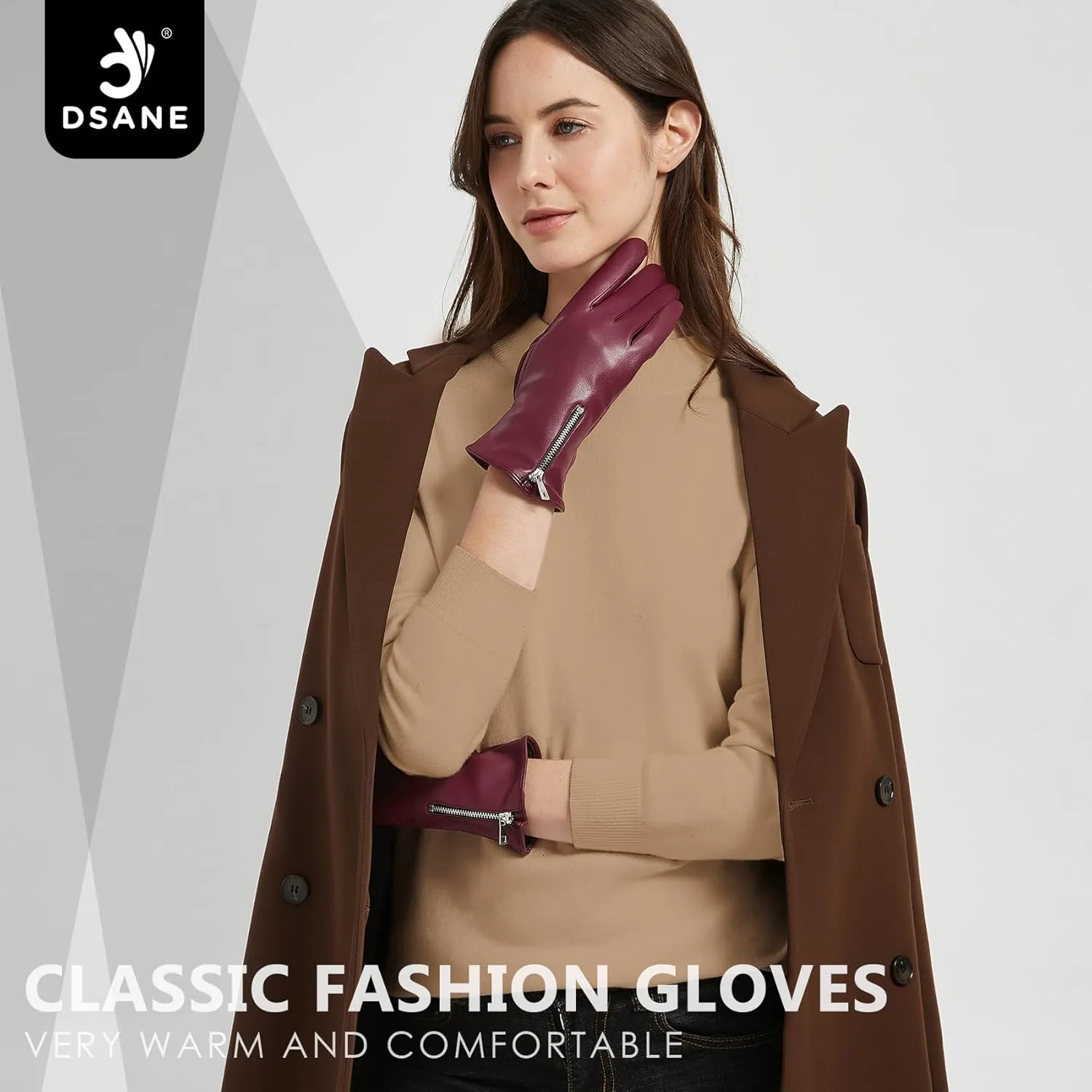 Winter Leather Gloves for Women, Touchscreen Texting Warm Driving Gloves
