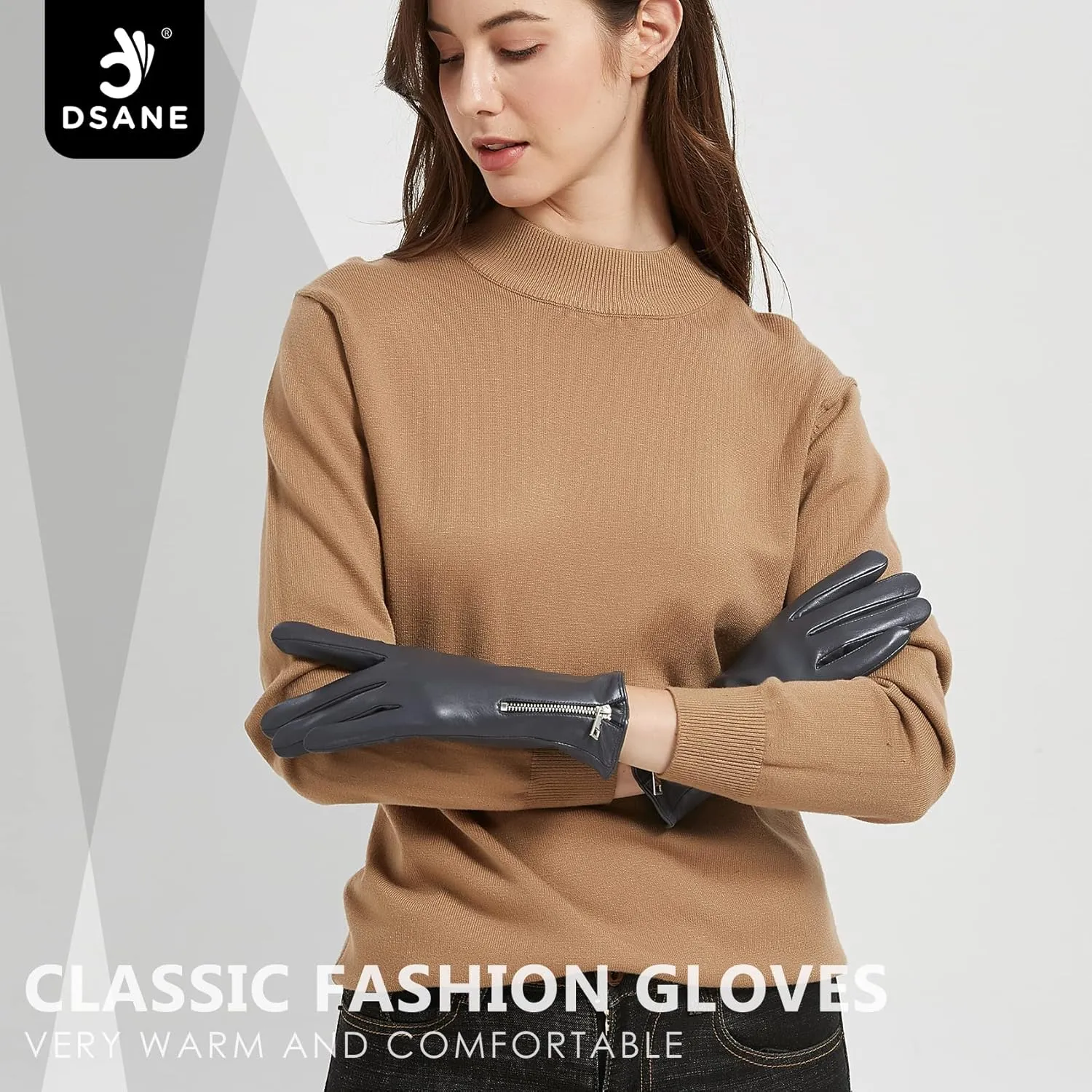 Winter Leather Gloves for Women, Touchscreen Texting Warm Driving Gloves