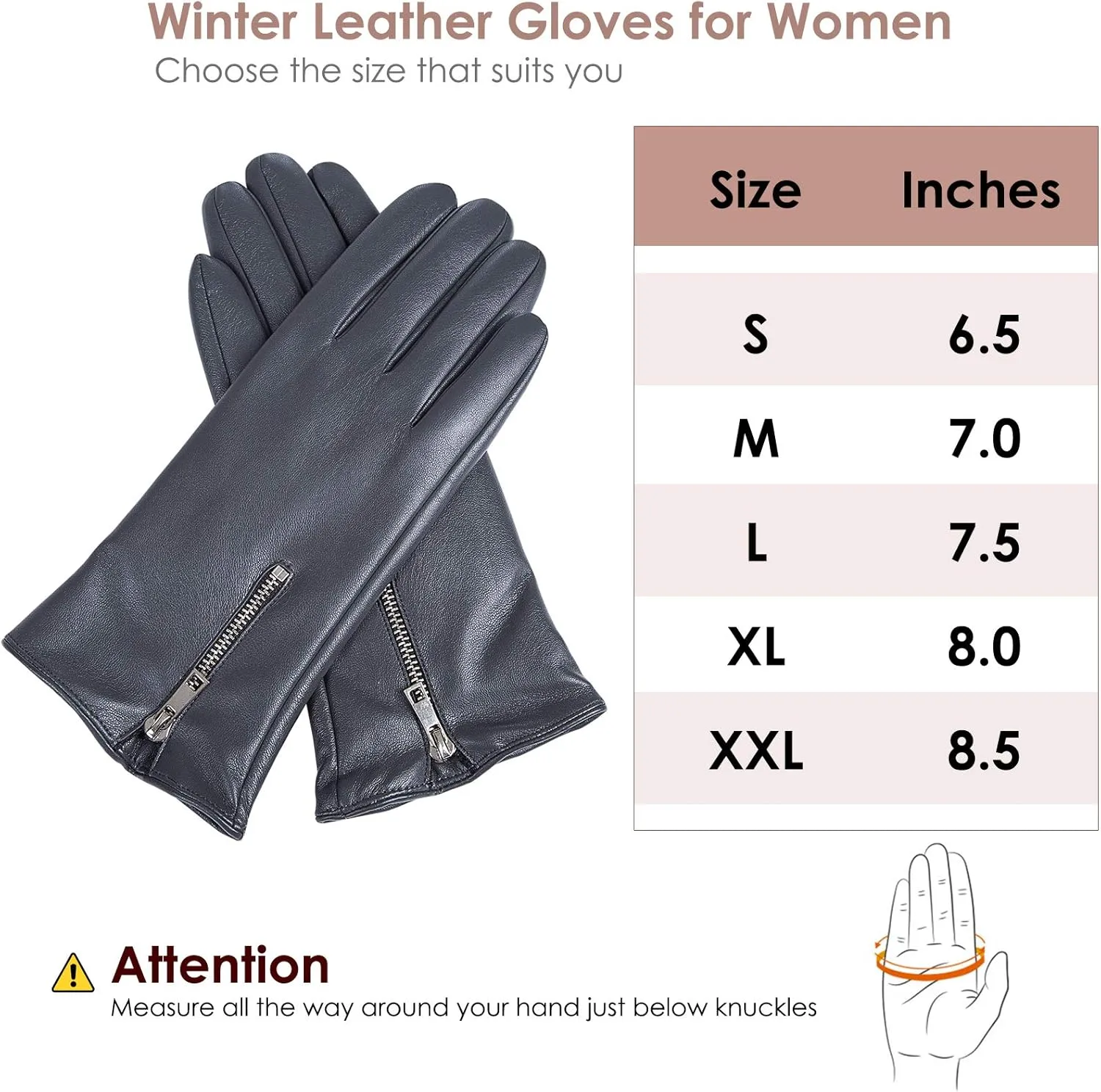 Winter Leather Gloves for Women, Touchscreen Texting Warm Driving Gloves
