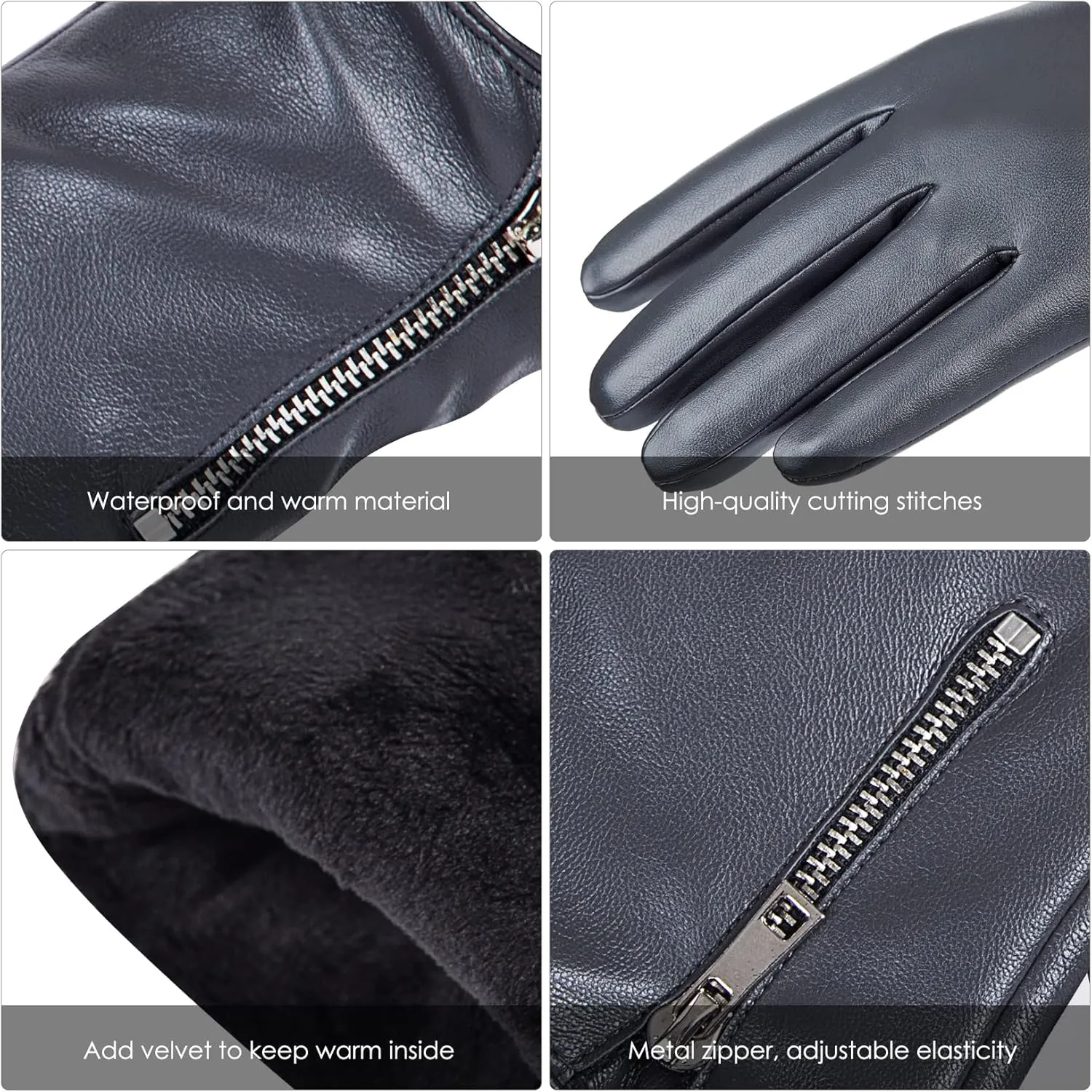 Winter Leather Gloves for Women, Touchscreen Texting Warm Driving Gloves