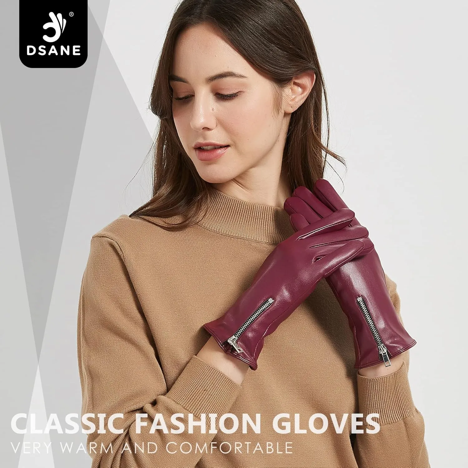 Winter Leather Gloves for Women, Touchscreen Texting Warm Driving Gloves