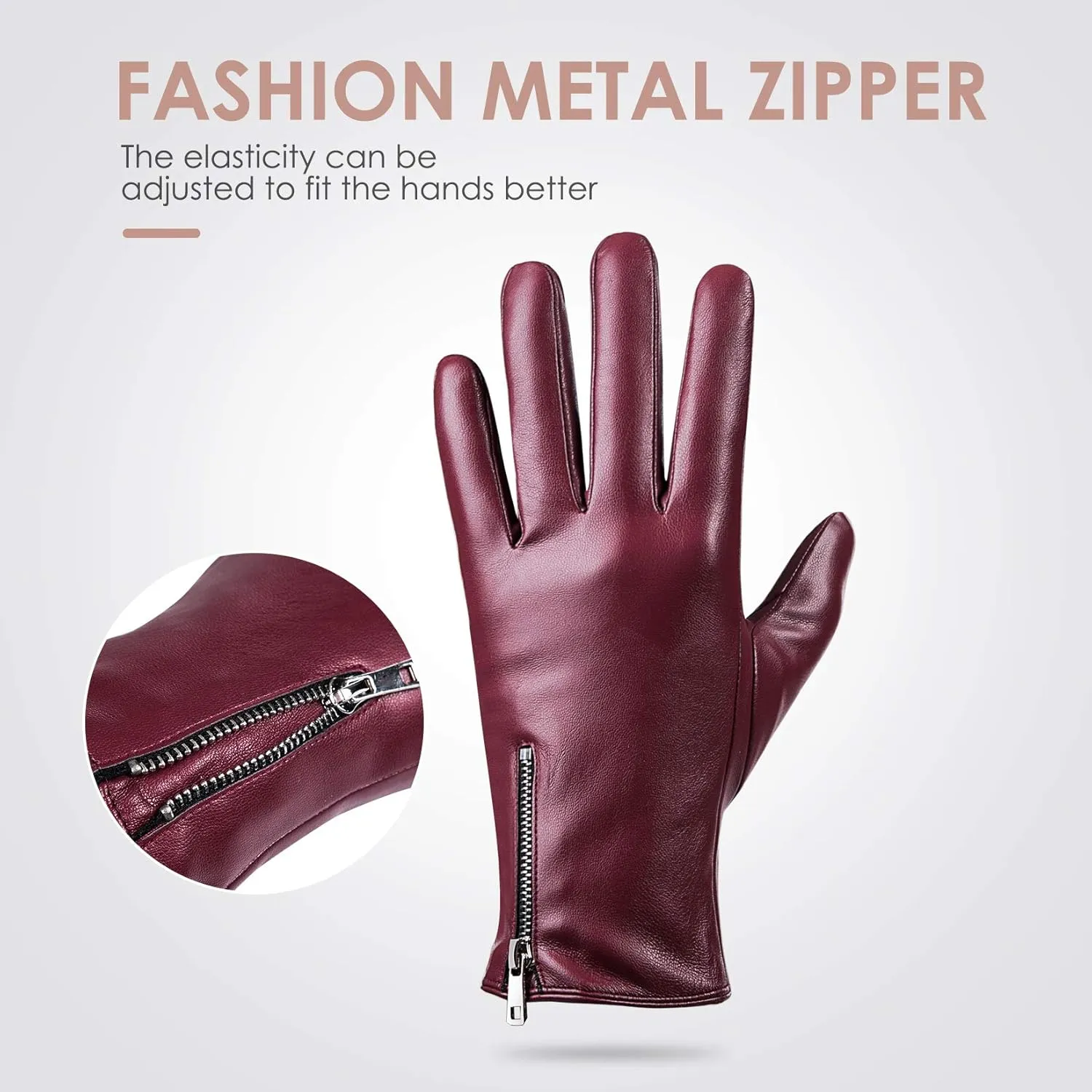 Winter Leather Gloves for Women, Touchscreen Texting Warm Driving Gloves