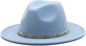 Women Diamond Fedora Unisex Wide Brimmed Jazz Top Hat Classic Elegant Panama Hat Gentleman Hat