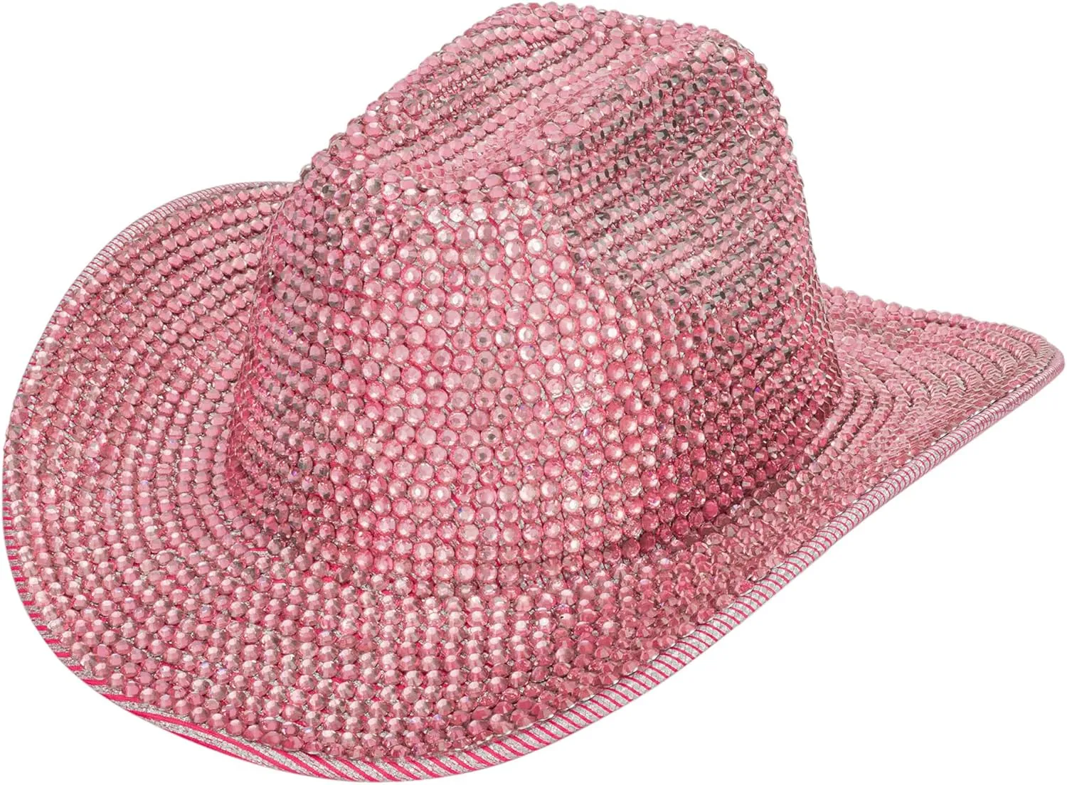 Women Rodeo-Western Felt-Cowboy-Hat Bling-Rhinestone-Decor Glitter-Disco-Ball Cowgirl-Hat Diamond Roll-Up-Brim Fedora Medium