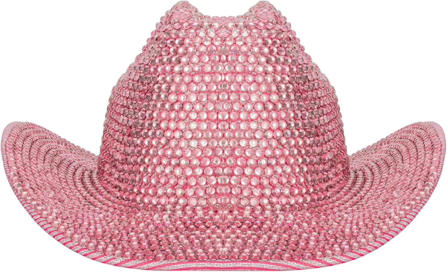 Women Rodeo-Western Felt-Cowboy-Hat Bling-Rhinestone-Decor Glitter-Disco-Ball Cowgirl-Hat Diamond Roll-Up-Brim Fedora Medium