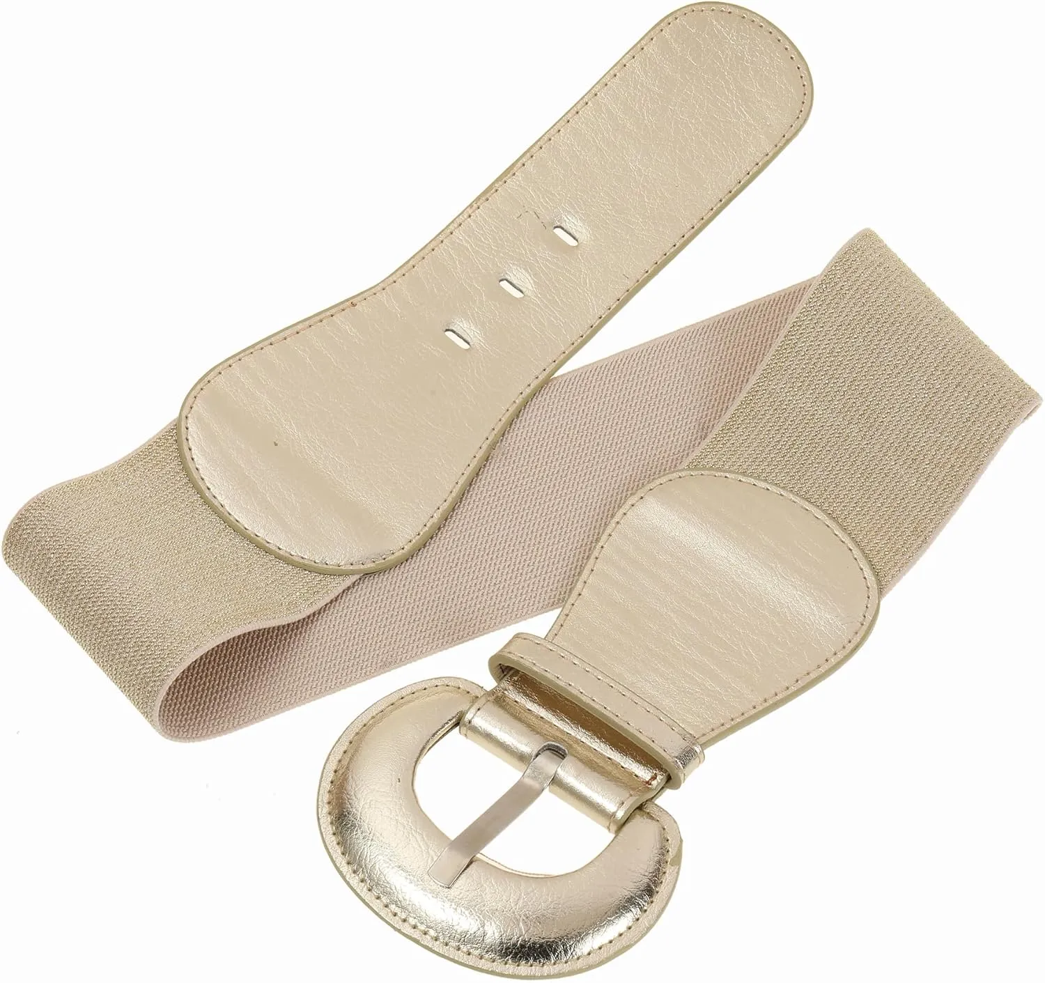 Women's Wide Stretchy Cinch Belt Vintage Chunky Buckle Elastic Belts for Dress