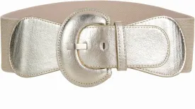 Women's Wide Stretchy Cinch Belt Vintage Chunky Buckle Elastic Belts for Dress