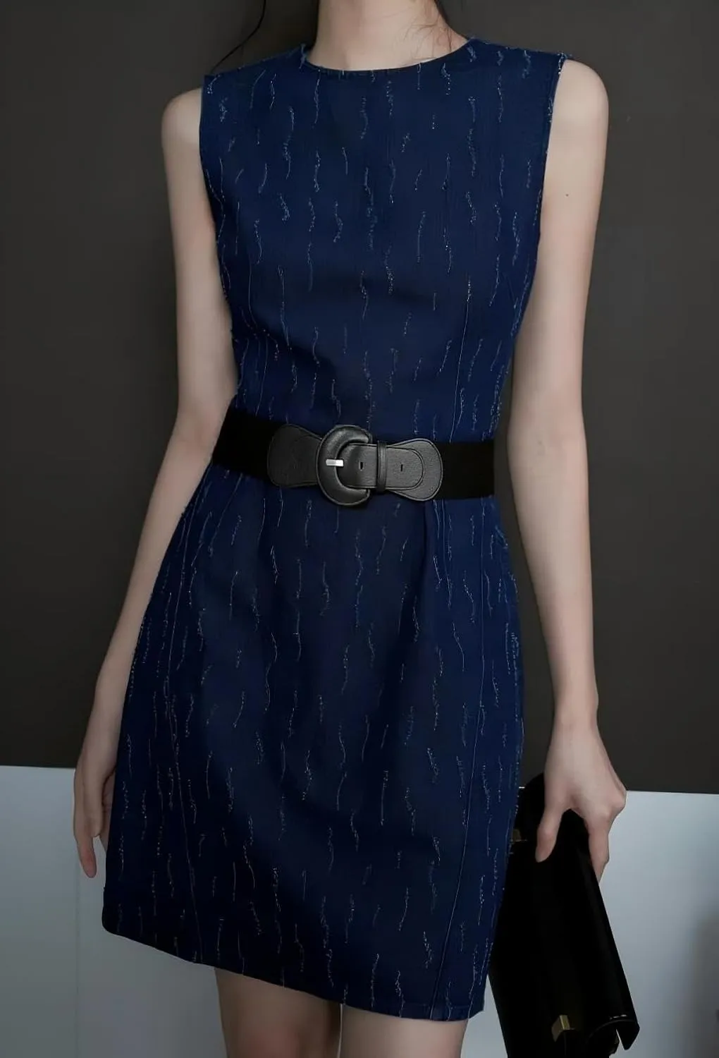 Women's Wide Stretchy Cinch Belt Vintage Chunky Buckle Elastic Belts for Dress