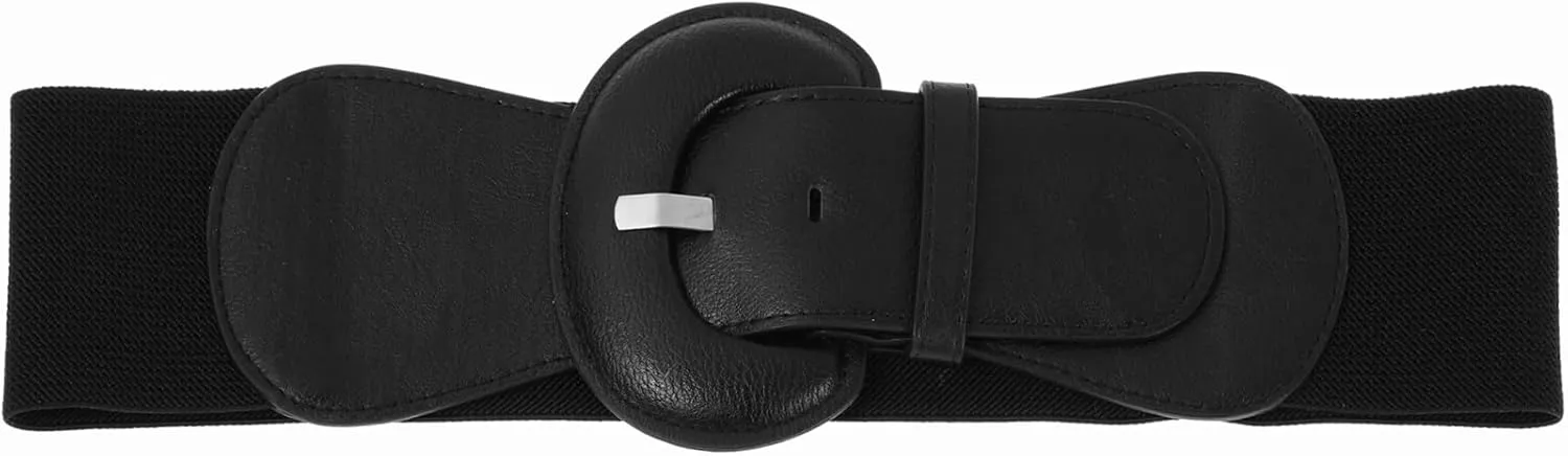 Women's Wide Stretchy Cinch Belt Vintage Chunky Buckle Elastic Belts for Dress