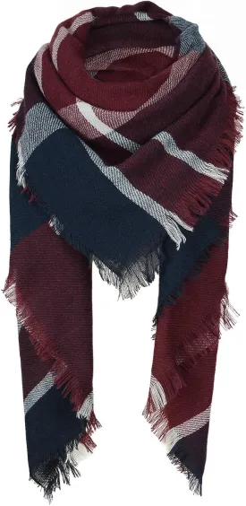 Zando Plaid Blanket Thick Winter Scarf Tartan Chunky Wrap Oversized Shawl Cape Scarves